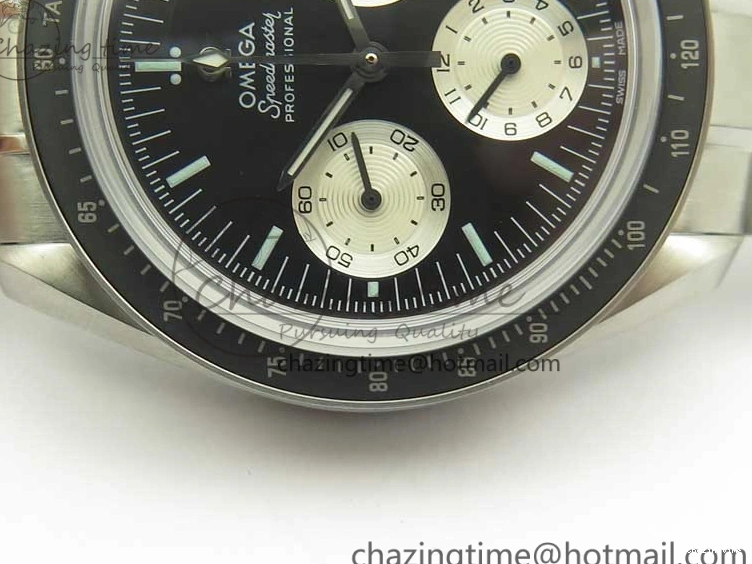 1225 ComfortFit Speedmaster SS “Speedy Tuesday” OMF Best Edition Black Dial on SS Bracelet Manual Winding Chrono Movement 7994